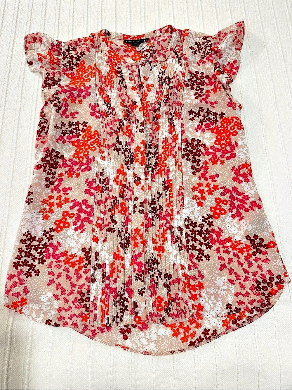 Simply Styled Floral Blouse Pink & Red Size Medium